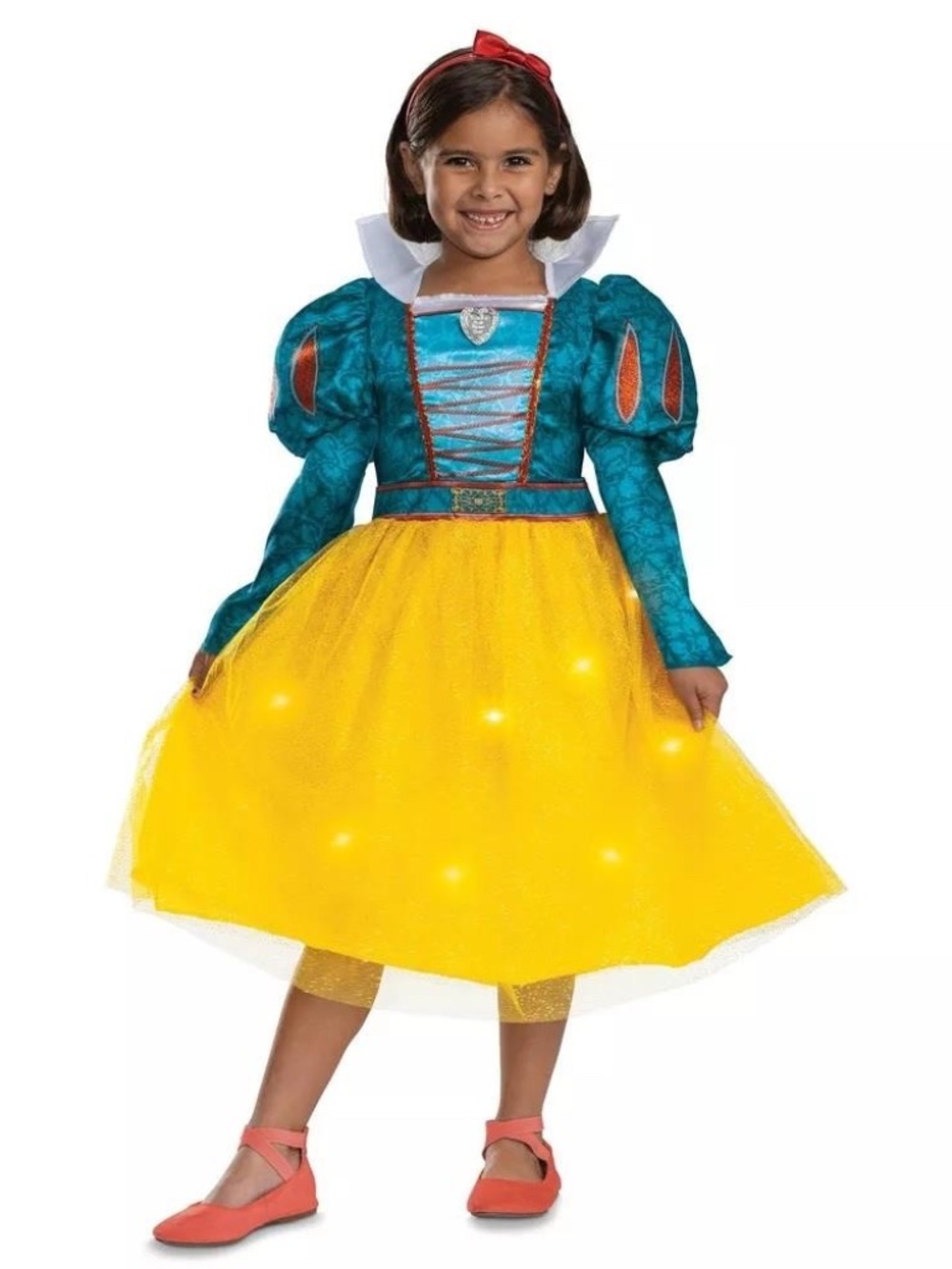 Disney SNOW WHITE Deluxe Light Up Halloween Costume Dress Size Med 7/8 NEW